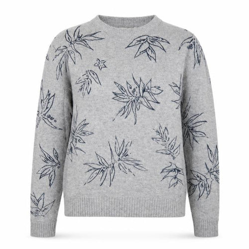 H&M Women's Grey M Floral Jumper - L.O.G.G.