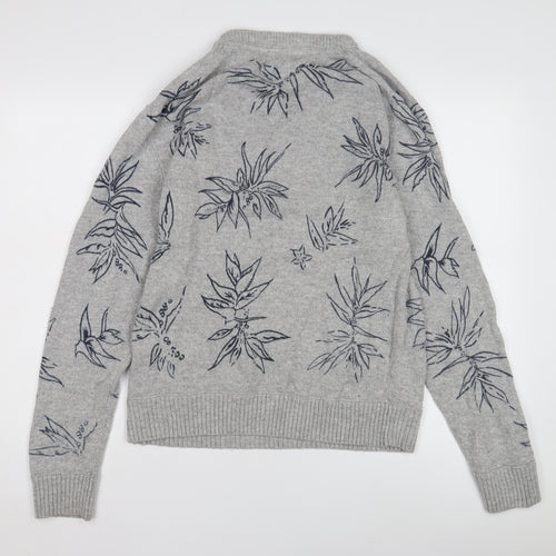 H&M Women's Grey M Floral Jumper - L.O.G.G.
