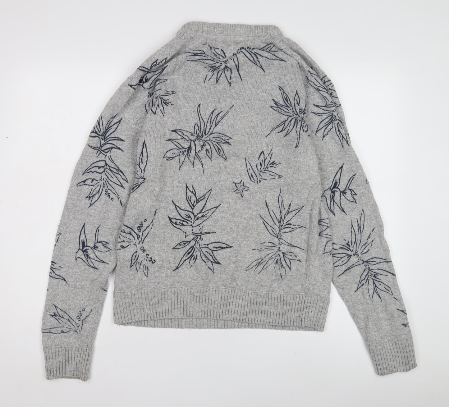 H&M Women's Grey M Floral Jumper - L.O.G.G.
