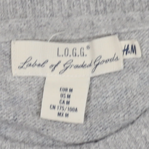 H&M Women's Grey M Floral Jumper - L.O.G.G.