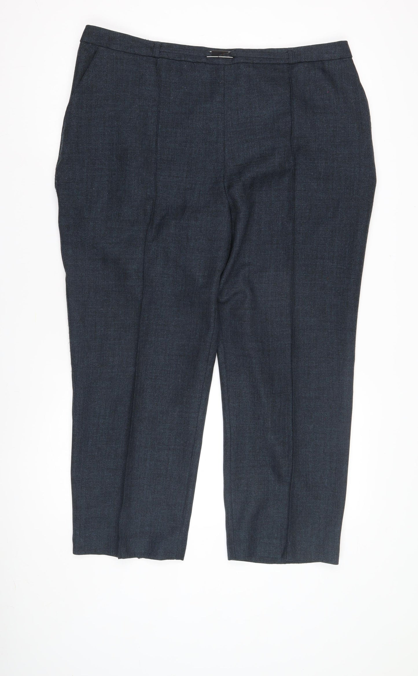 Honor Millburn Women's Blue Herringbone Trousers Size 20