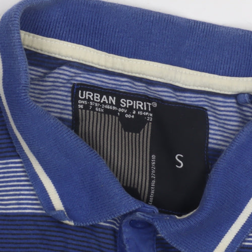 Urban Spirit Men's Blue Striped Polo Shirt Size S