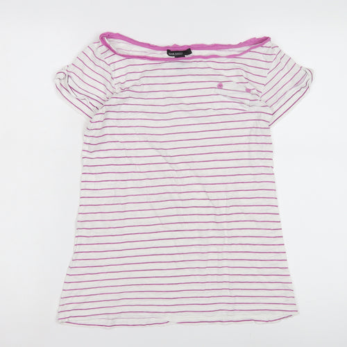 Mango Basics Women's White Pink Striped T-Shirt M