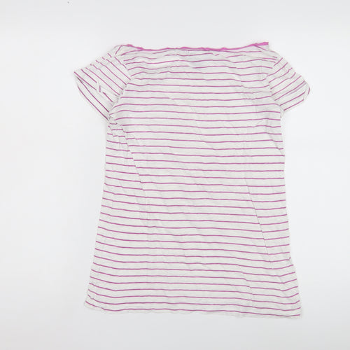 Mango Basics Women's White Pink Striped T-Shirt M