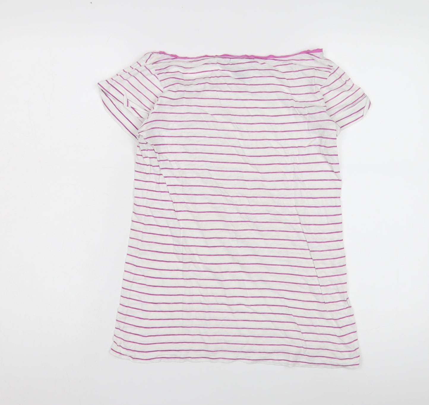 Mango Basics Women's White Pink Striped T-Shirt M