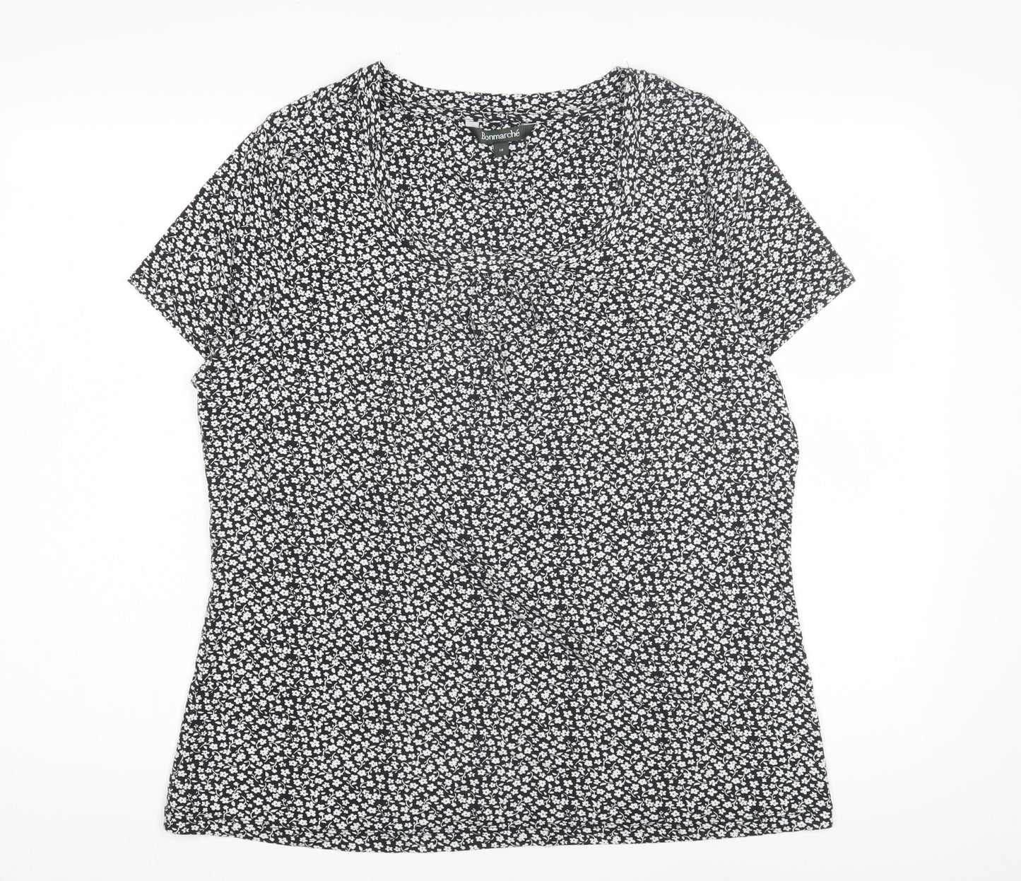Bonmarché Women's Black Floral T-Shirt Size 18