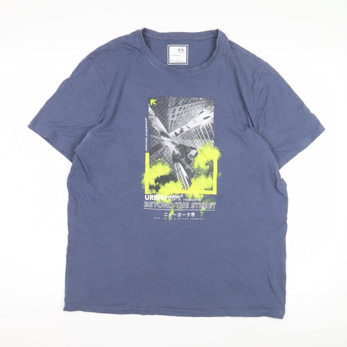 U.S. Athletic Men's Blue Large Graphic Print T-Shirt