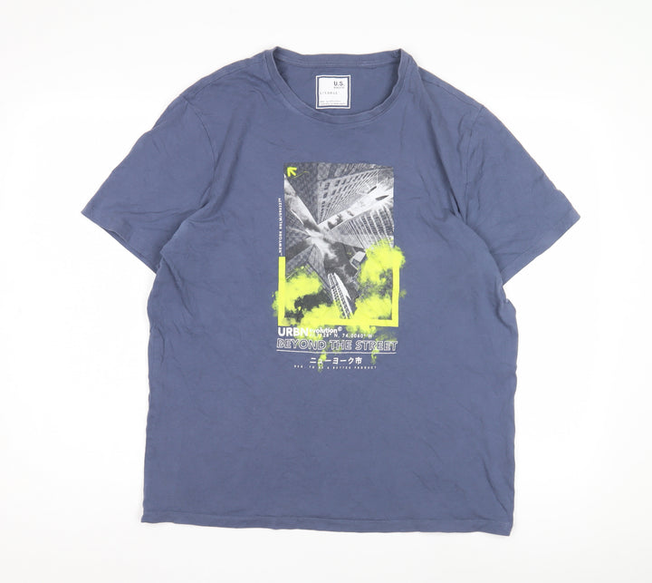 U.S. Athletic Men's Blue Large Graphic Print T-Shirt