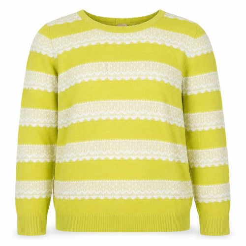 Marks and Spencer Girls Green Striped Jumper 6-7 Yrs
