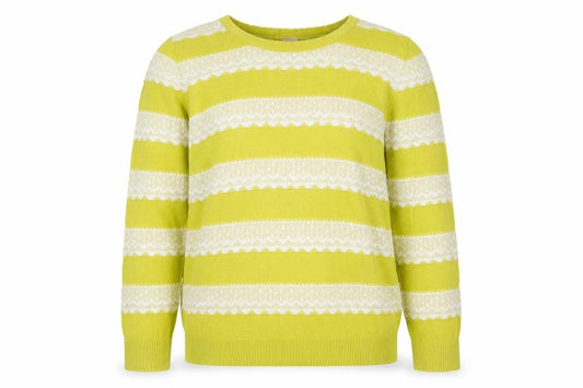 Front view of Marks & Spencer girls’ green striped jumper 6-7 yrs