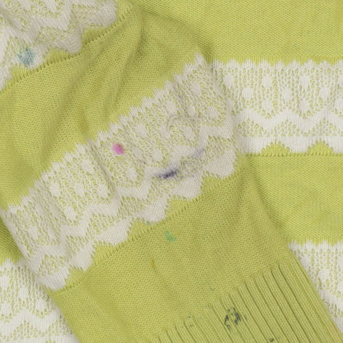 Marks and Spencer Girls Green Striped Jumper 6-7 Yrs