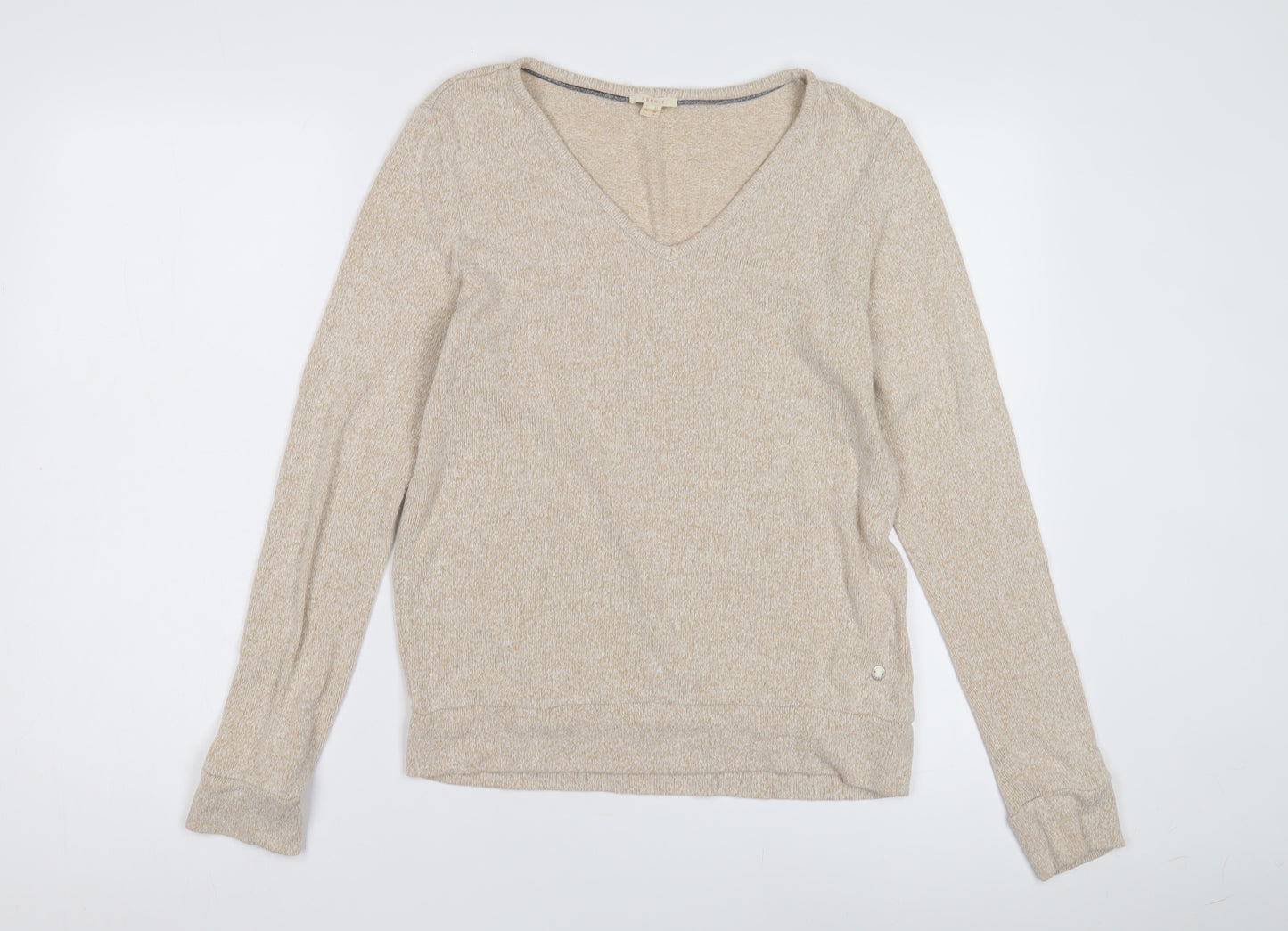 Esprit Women's Beige V-Neck Pullover Jumper XS