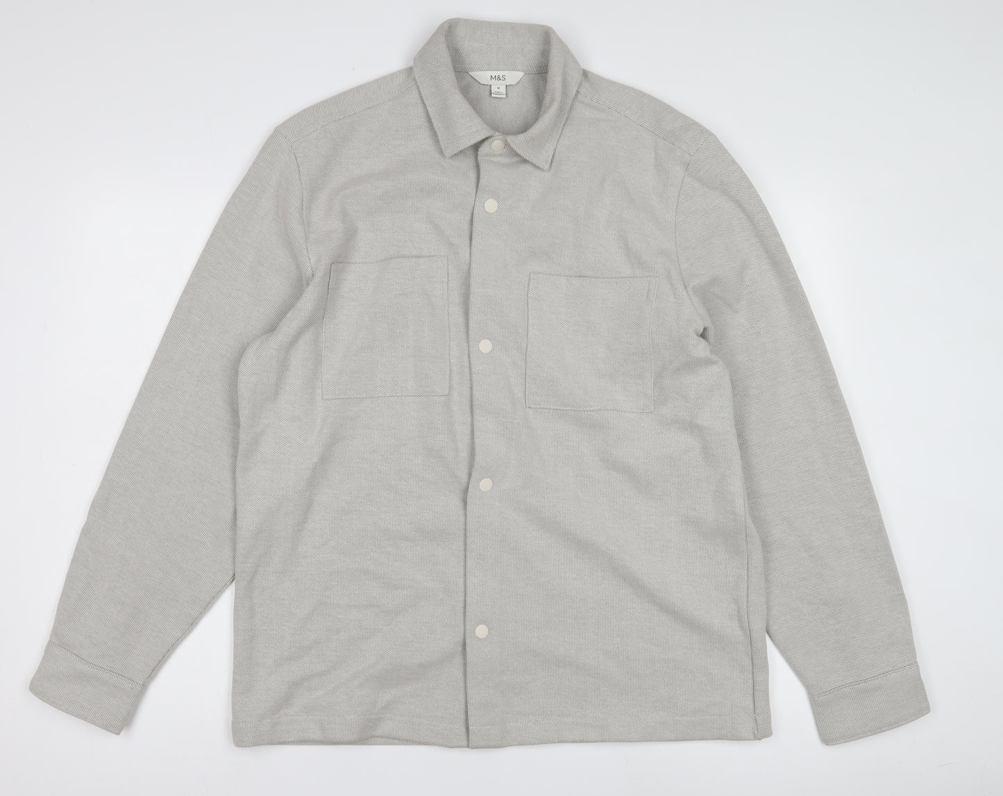 Marks and Spencer Mens Grey Button-Up Shirt M