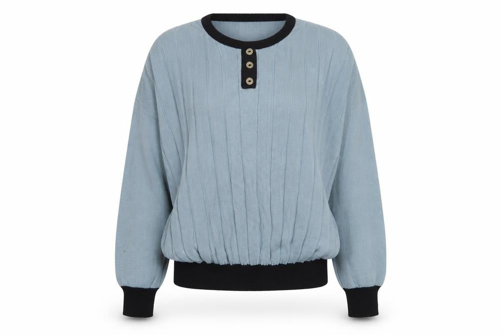 Front view of Zio Vincenzo Women's Blue Wool Henley Jumper S