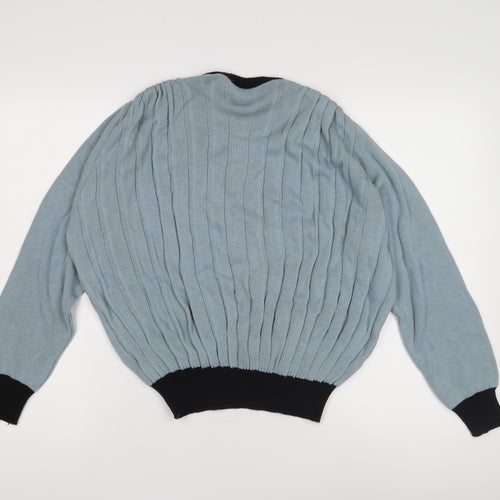 Zio Vincenzo Women's Blue Wool Henley Jumper S