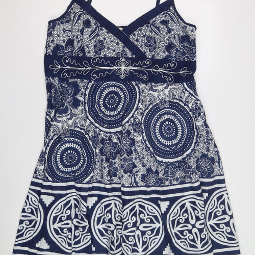 Bubble Bay Blue Floral Dress, XL, Embroidered Design