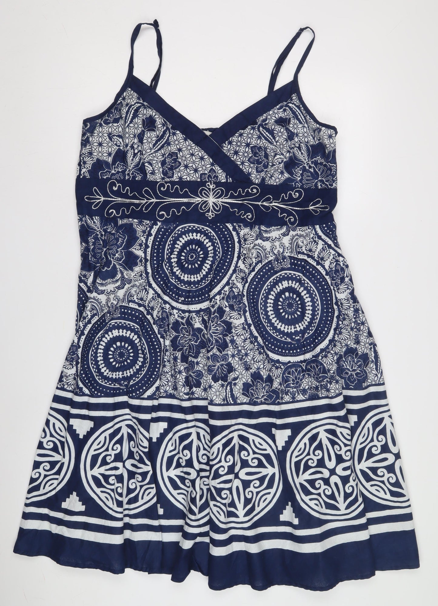 Bubble Bay Blue Floral Dress, XL, Embroidered Design