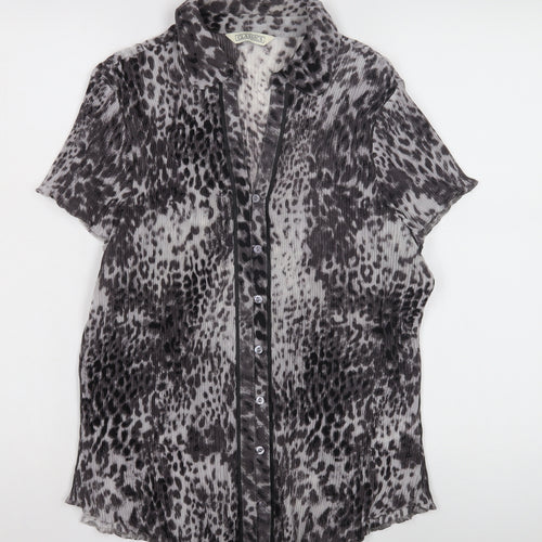 Classics Women's Grey Animal Print Short Sleeve Shirt