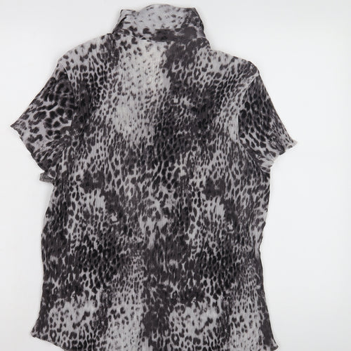 Classics Women's Grey Animal Print Short Sleeve Shirt