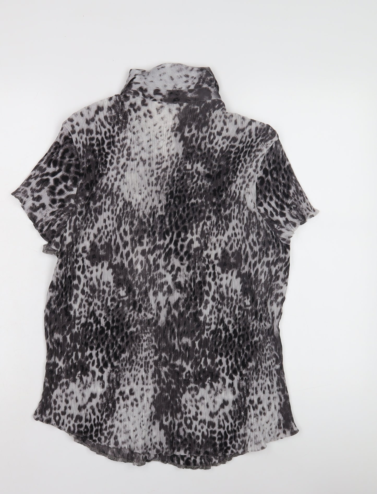 Classics Women's Grey Animal Print Short Sleeve Shirt