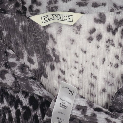 Classics Women's Grey Animal Print Short Sleeve Shirt