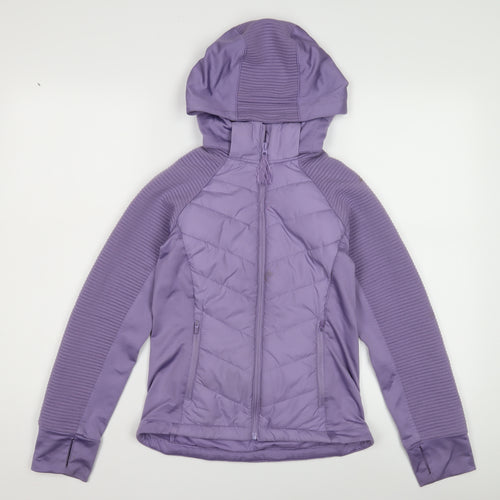 H&M Girls Purple Full Zip Hoodie, Size 12, Lightweight & Sporty
