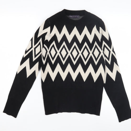 Marks and Spencer Women's Black Argyle Jumper, Size 8