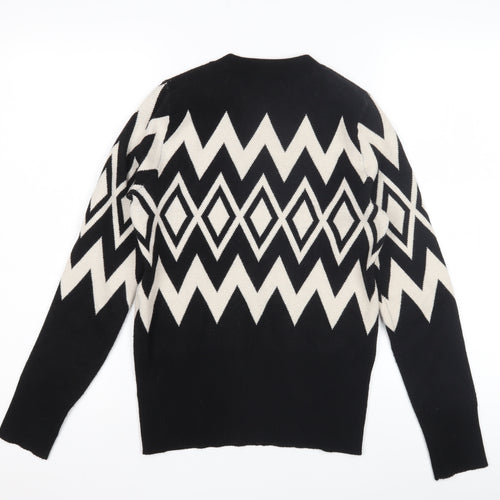 Marks and Spencer Women's Black Argyle Jumper, Size 8