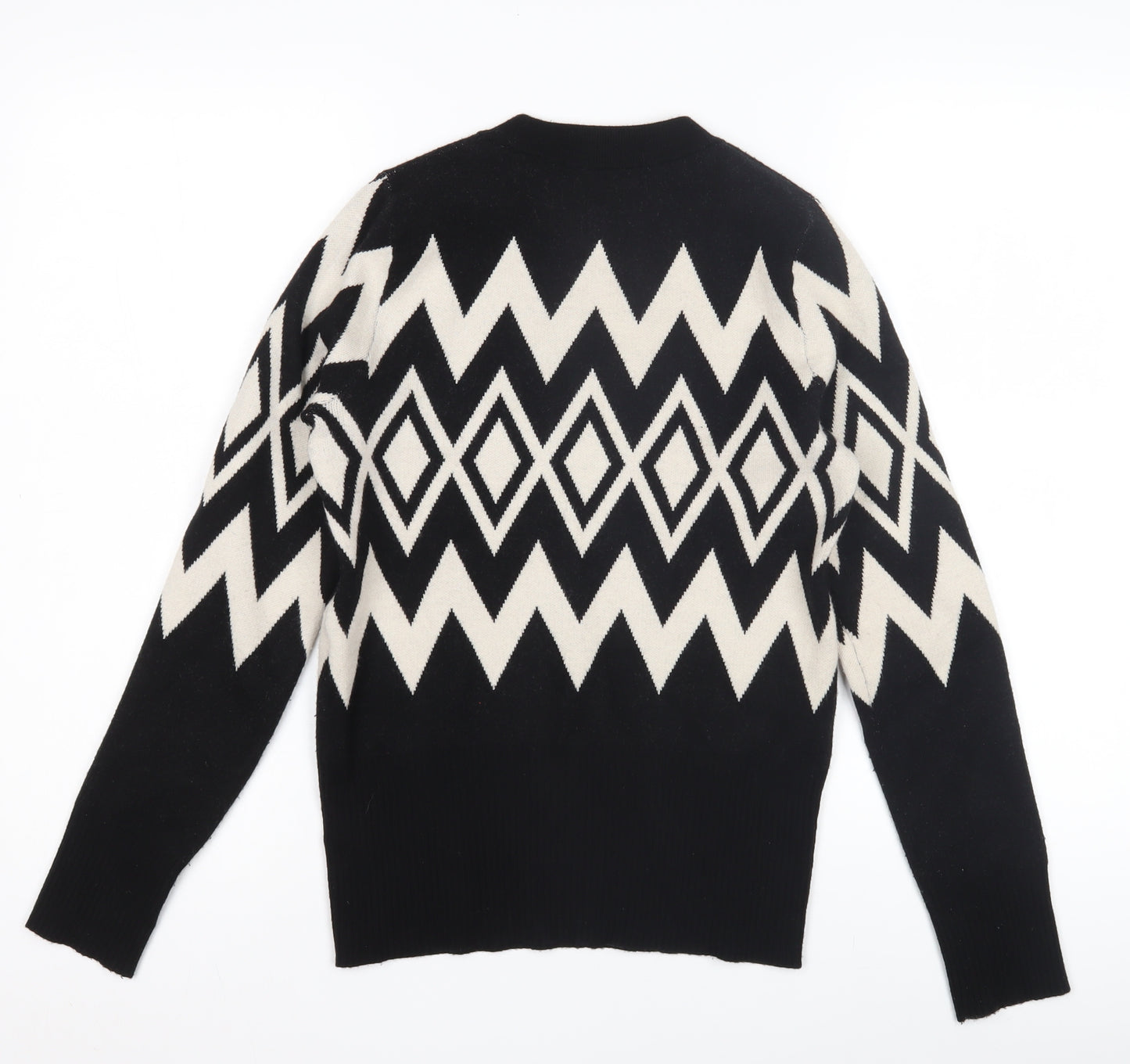 Marks and Spencer Women's Black Argyle Jumper, Size 8