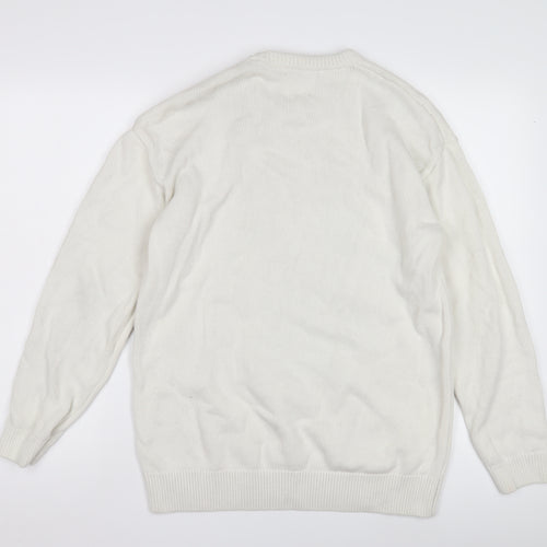 Zara Women's White Cotton Pullover Jumper Size 12