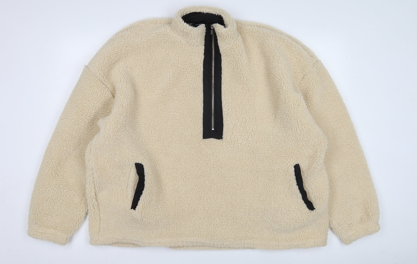 Boohoo Women’s Beige Zip Sweatshirt Size 18