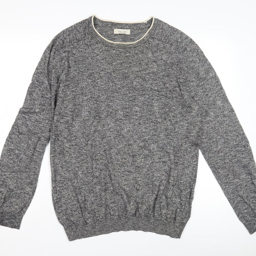 River Island Men's Grey Cotton Pullover Jumper L