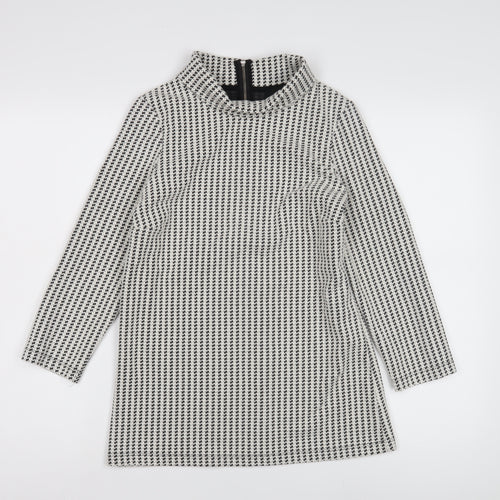 Next Women's Black Houndstooth Long Sleeve Top Size 10