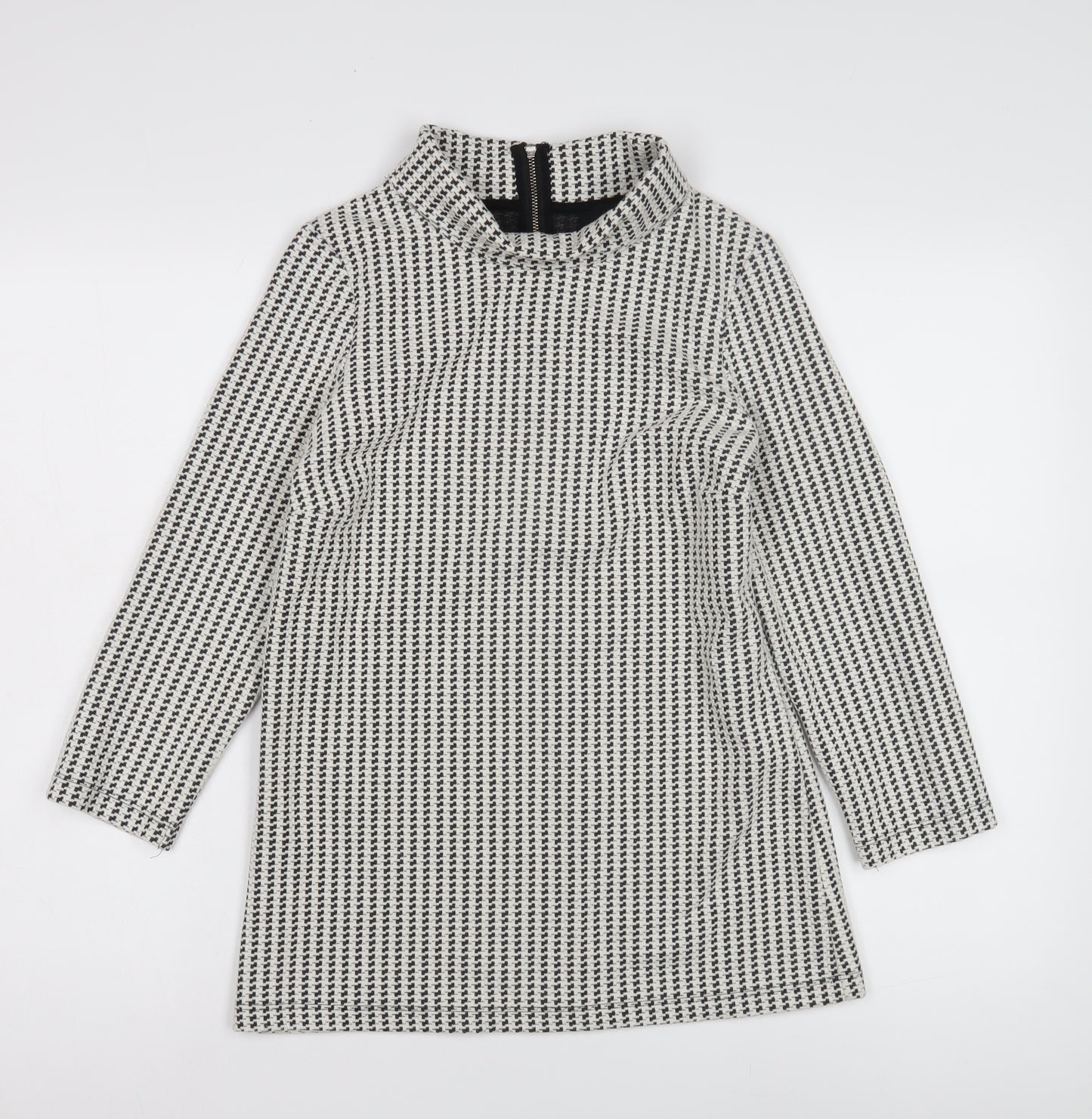 Next Women's Black Houndstooth Long Sleeve Top Size 10
