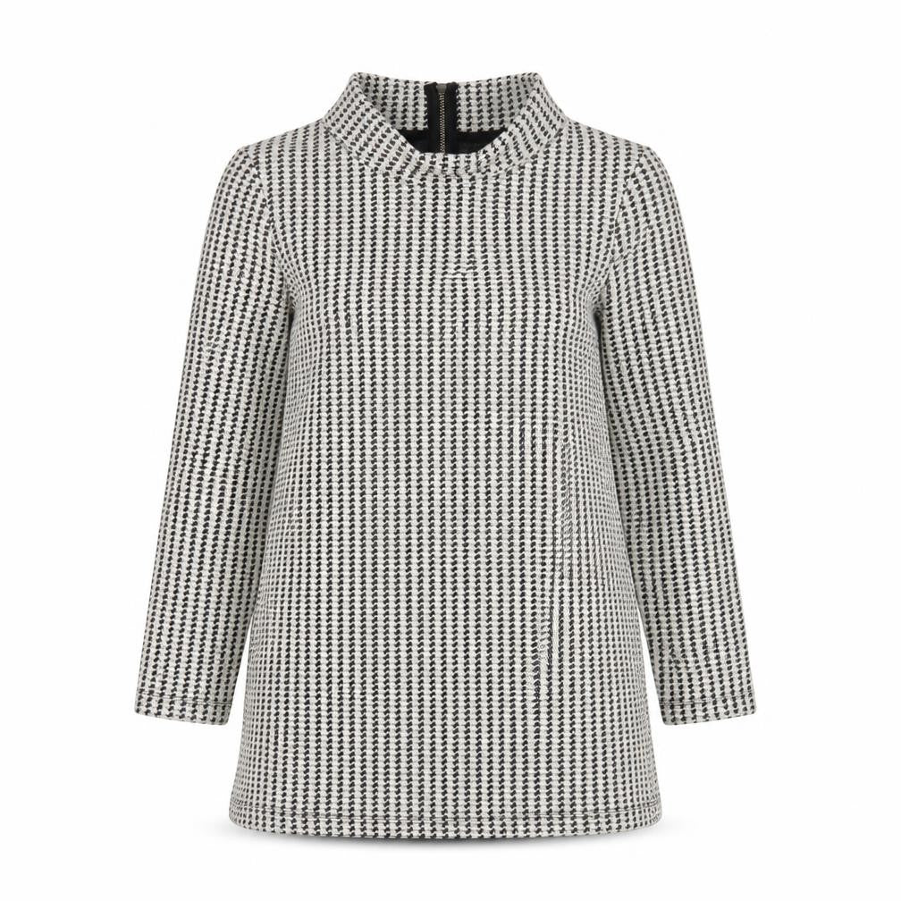 Front view of Next Women's Black Houndstooth Long Sleeve Top, size 10