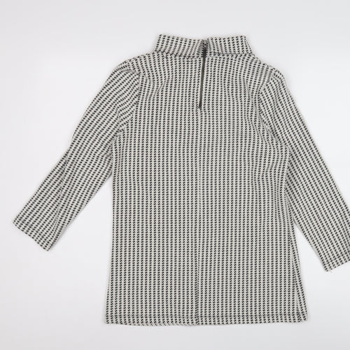 Next Women's Black Houndstooth Long Sleeve Top Size 10