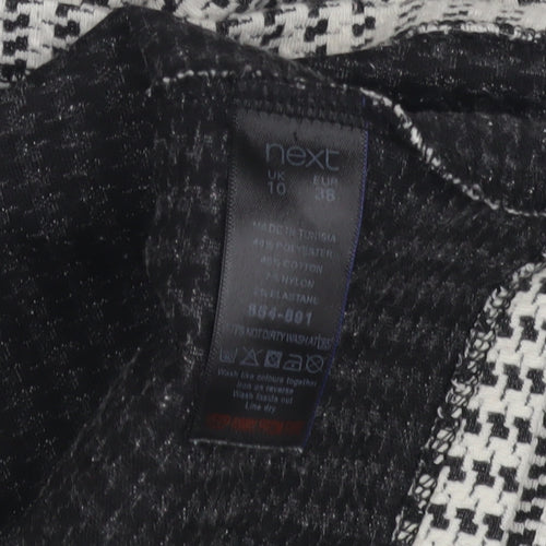 Next Women's Black Houndstooth Long Sleeve Top Size 10