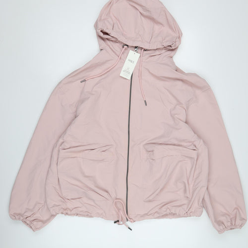 Marks and Spencer Women's Pink Hooded Windbreaker Jacket 16