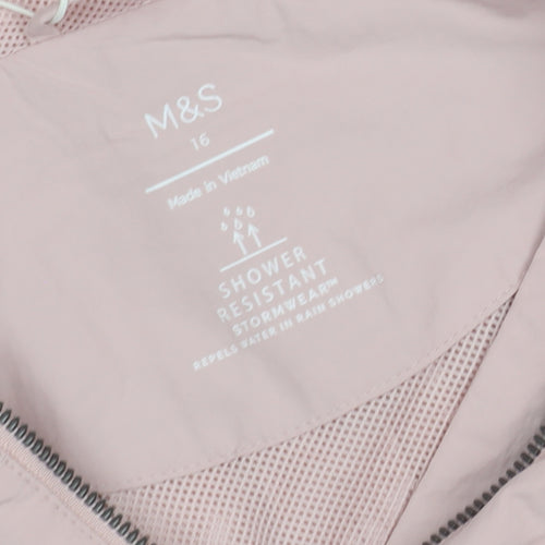 Marks and Spencer Women's Pink Hooded Windbreaker Jacket 16