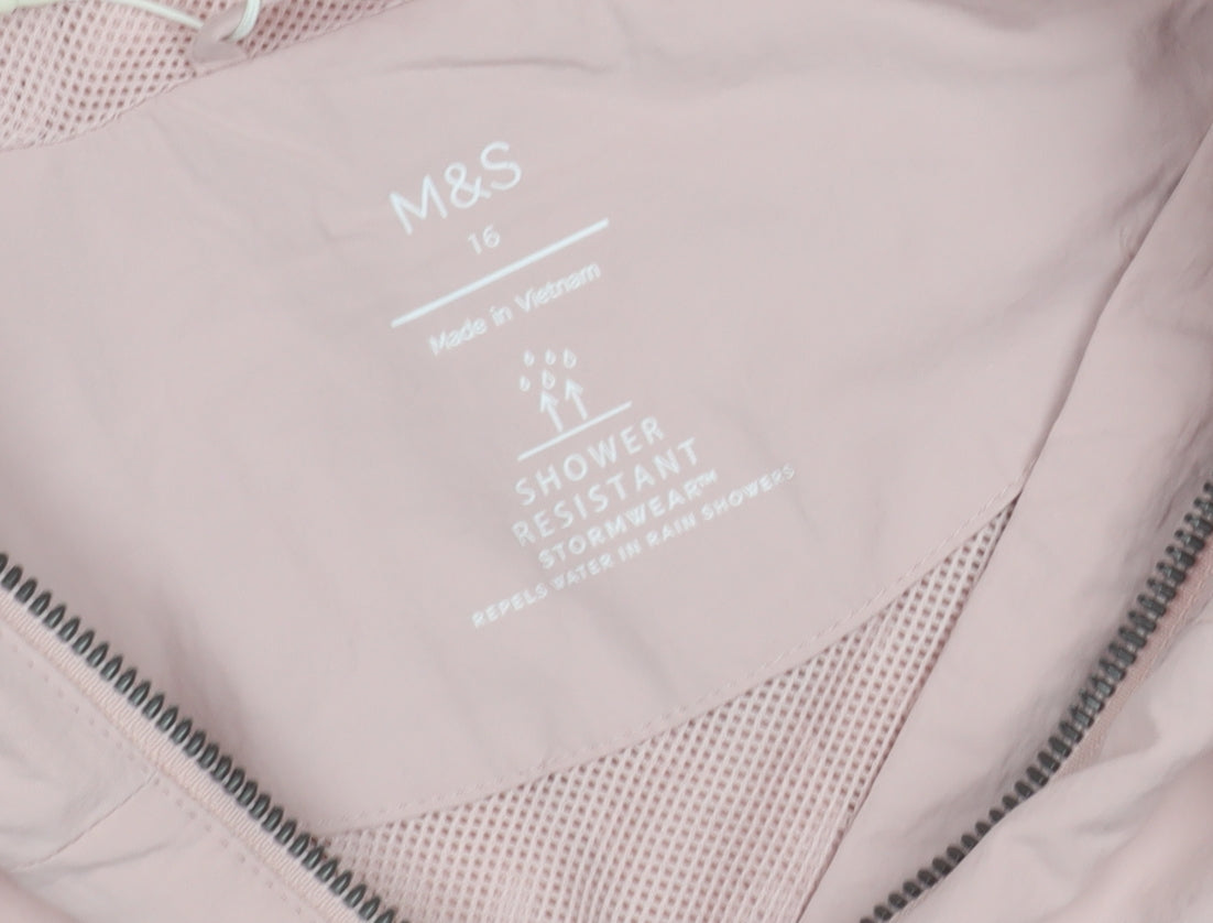Marks and Spencer Women's Pink Hooded Windbreaker Jacket 16