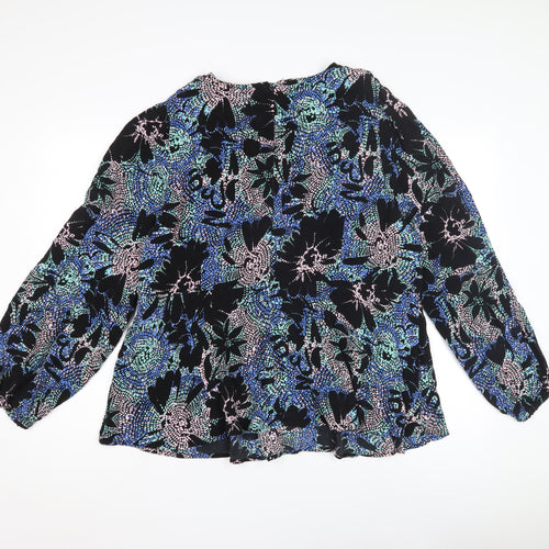 Marks and Spencer Women's Black Floral Blouse 24 Plus