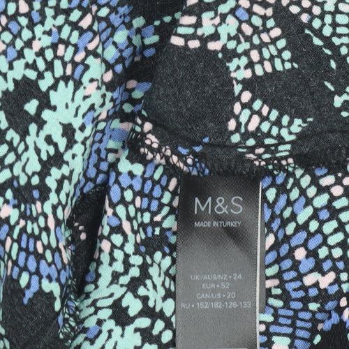 Marks and Spencer Women's Black Floral Blouse 24 Plus