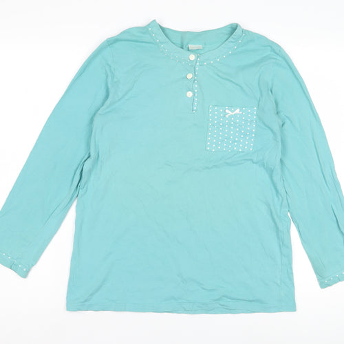 Damart Women's Blue Polka Dot Henley Night Shirt