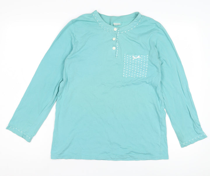 Damart Women's Blue Polka Dot Henley Night Shirt