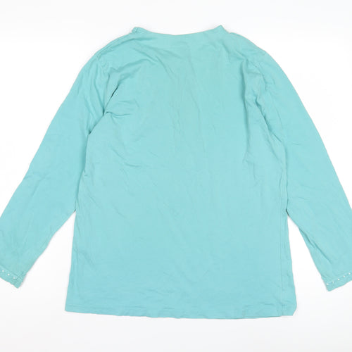 Damart Women's Blue Polka Dot Henley Night Shirt