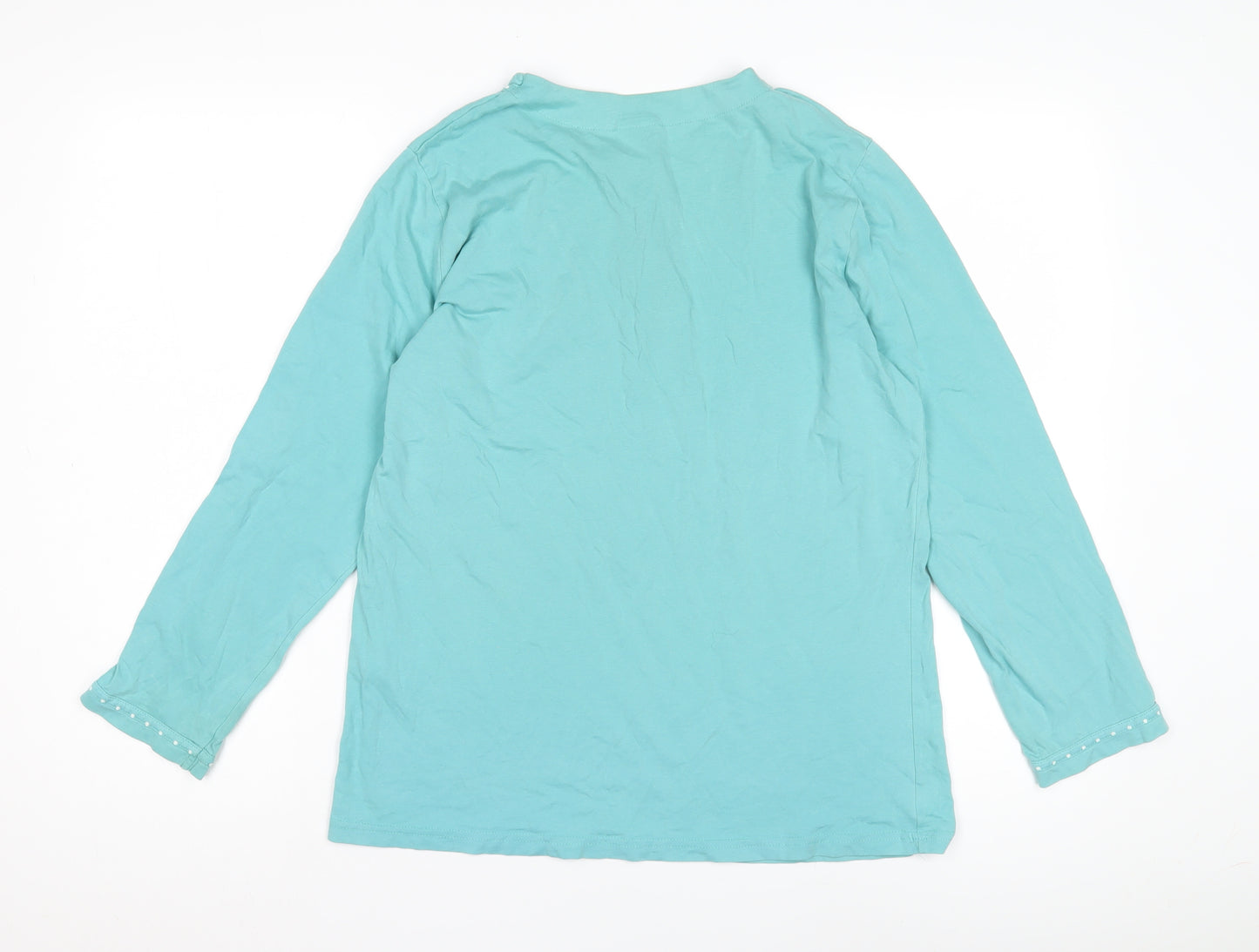 Damart Women's Blue Polka Dot Henley Night Shirt
