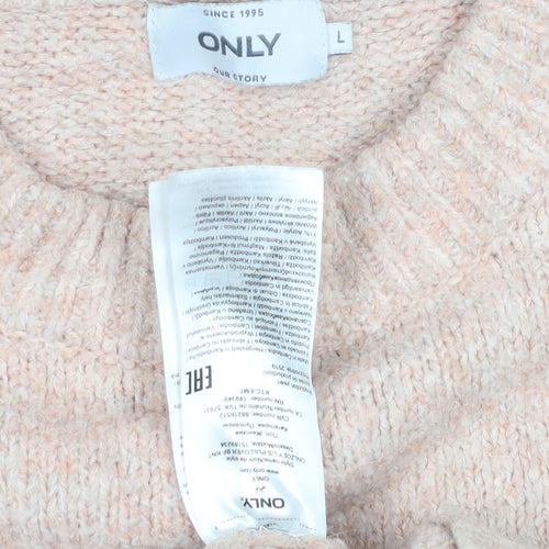 ONLY Women's Pink Knit Pullover Jumper, Size L, Crew Neck