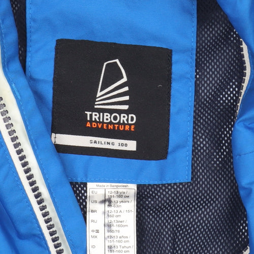 Tribord Boys Blue Waterproof Rain Coat Jacket Size 12-13 Years
