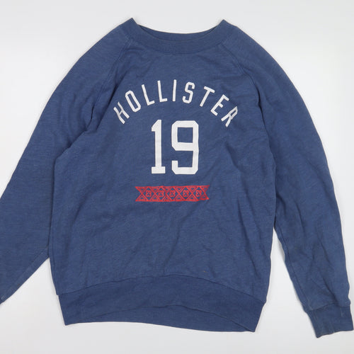 Hollister Blue Unisex XS T-Shirt with Long Raglan Sleeves