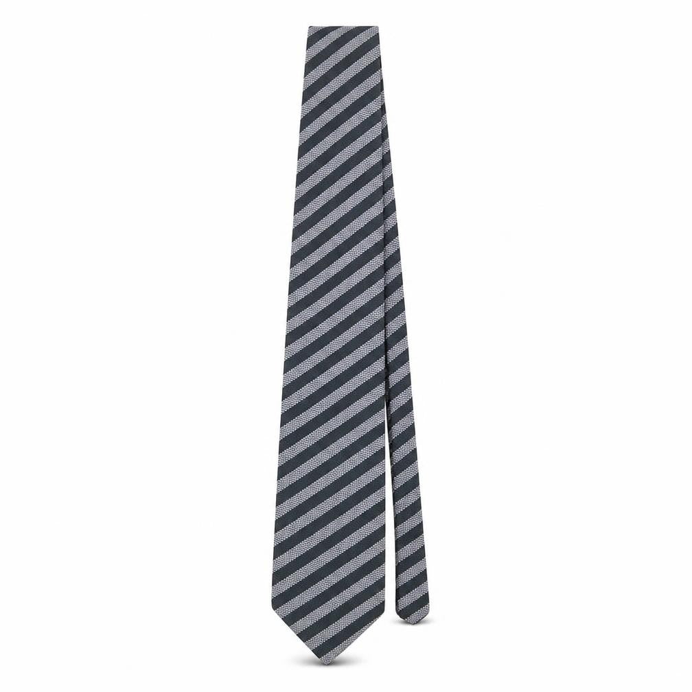 Front view of Carducci Men's Black Silk Striped Designer Handmade Tie